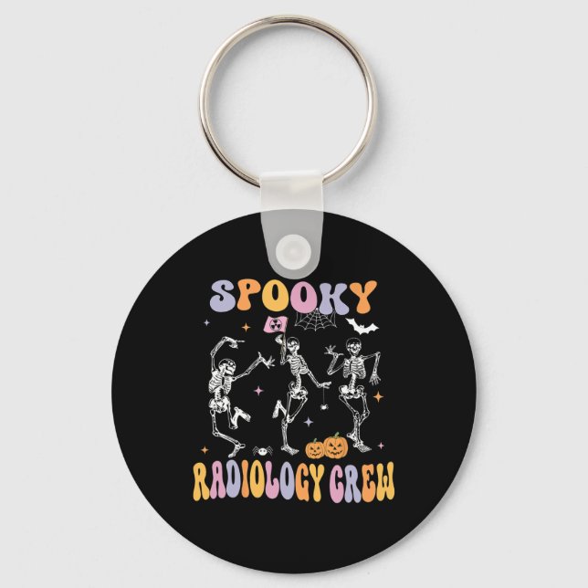 Skeleton Spooky Radiology Crew X-ray Tech Hallowee Keychain (Front)