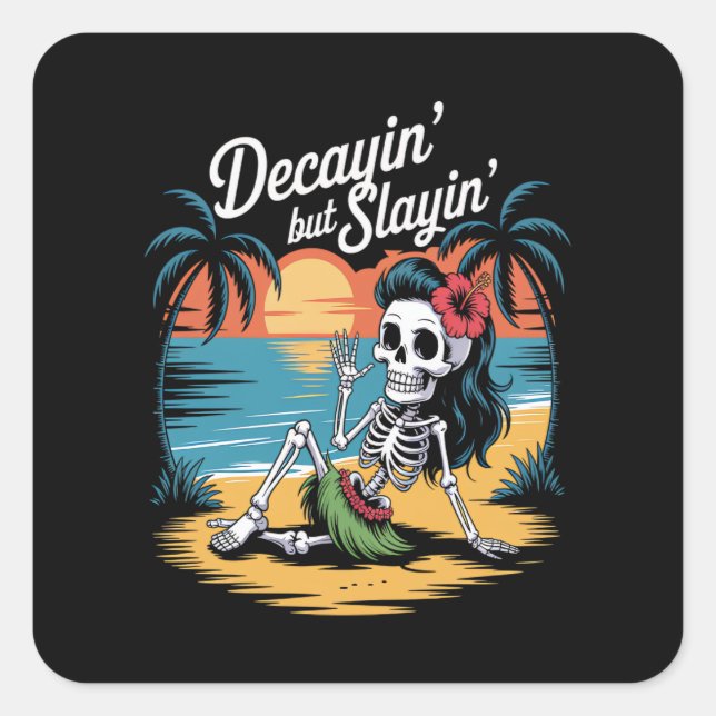 Skeleton Summerween Square Sticker (Front)