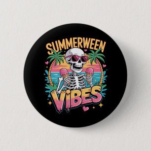 Skeleton Summerween Vibes IceCream 2 Inch Round Button