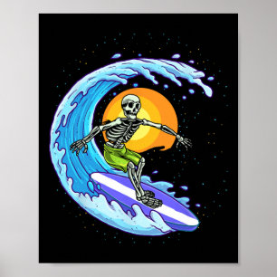 Skeleton Surfer Halloween Costume Mens Womens Kids Poster