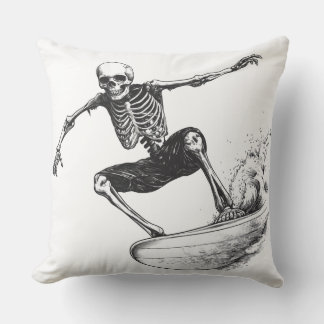 💀 Skeleton Surfer: Minimalist Style 🏄 ♂️ Throw Pillow