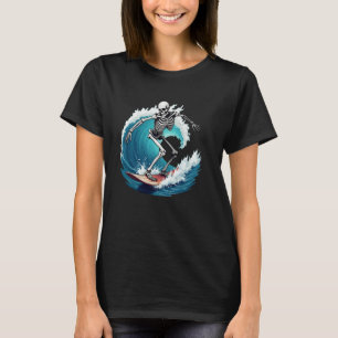 Skeleton Surfer Spooky Halloween Surfing Water Spo T-Shirt