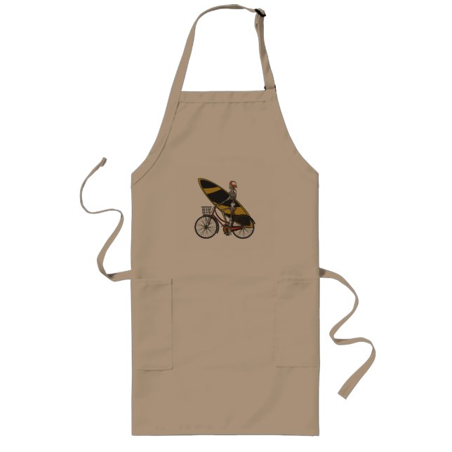 Skeleton Surfer with Surfboard Long Apron (Front)
