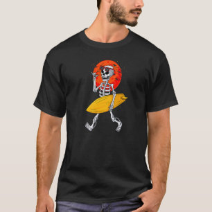 Skeleton surfing board Halloween Costume Surf Hall T-Shirt