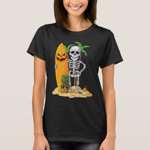 Skeleton Surfing Halloween Hawaii Hawaiian Men Wom T-Shirt