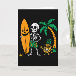 Skeleton Surfing Halloween Surfer Costume Hawaiian Card