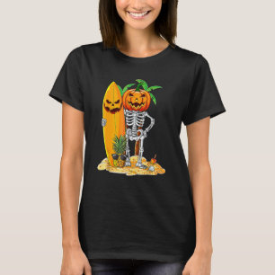Skeleton Surfing Jackolantern Halloween Kids Hawai T-Shirt