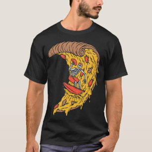 Skeleton surfing on pizza - funny pizza delivery T-Shirt