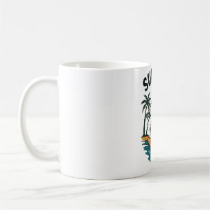 Skeleton Surfing Retro Beach Wave Design Coffee Mug