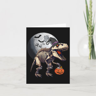 Skeleton T Rex Dinosaur Fun Halloween Pumpkin Boys Card