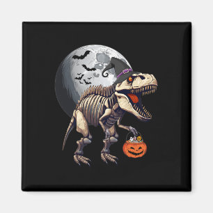 Skeleton T Rex Dinosaur Fun Halloween Pumpkin Boys Magnet