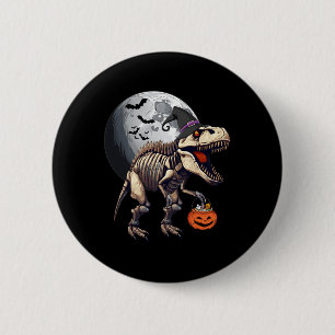 Skeleton T Rex Dinosaur Funny Halloween Pumpkin Bo 2 Inch Round Button