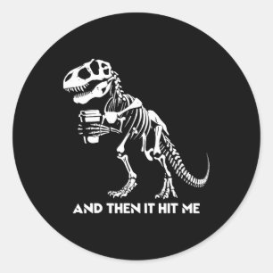 Skeleton T-rex Dinosaur Halloween Men Women Funny  Classic Round Sticker