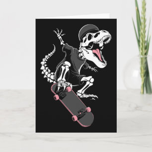 Skeleton T-rex Skateboarder - Vintage Dinosaur Ska Card