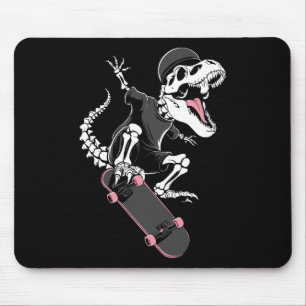 Skeleton T-rex Skateboarder - Vintage Dinosaur Ska Mouse Pad