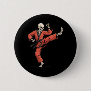 Skeleton Taekwondo Funny Halloween Costume Toddler 2 Inch Round Button