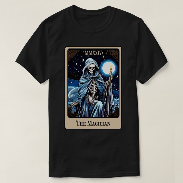 Skeleton Tarot d The Magician T-Shirt (Design Front)