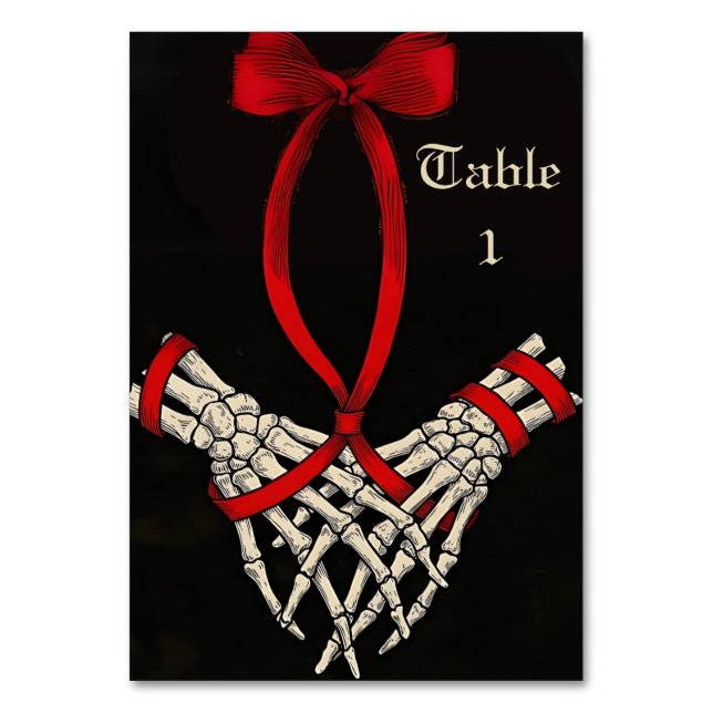 Skeleton Tarot Inspired Handfasting Table Card (Front)