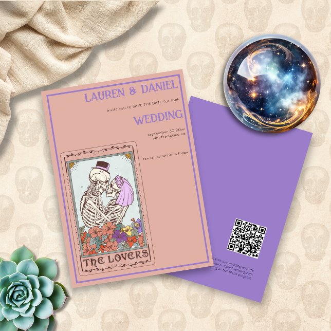 Skeleton Tarot QR Gothic Wedding Save The Date (Creator Uploaded)