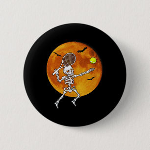 Skeleton Tennis Halloween Racket Ll 2 Inch Round Button
