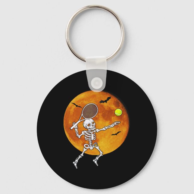 Skeleton Tennis Halloween Racket Ll  Keychain (Front)