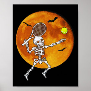 Skeleton Tennis Halloween Racket Ll Poster