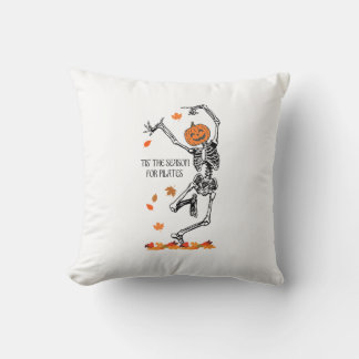 Skeleton Tis The Season For Pilates Meditation Hal Throw Pillow