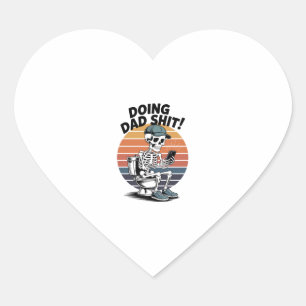 Skeleton Toilet Dad Heart Sticker