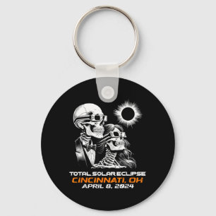 Skeleton Total Solar Eclipse Cincinnati Ohio Keychain