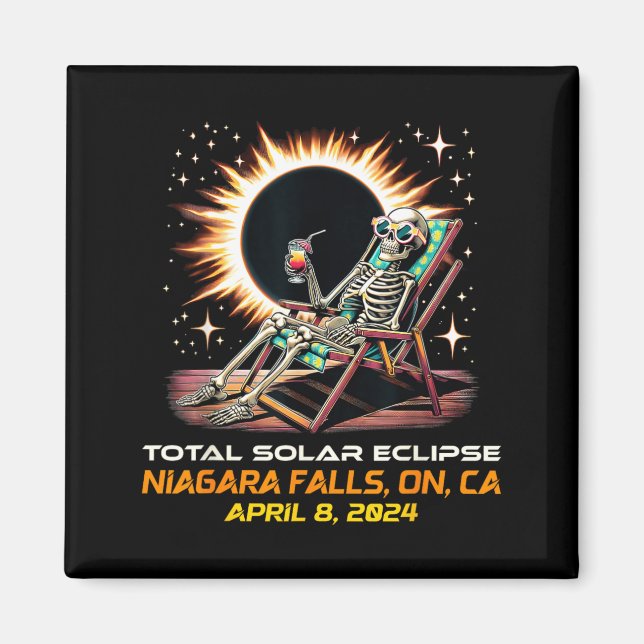 Skeleton Total Solar Eclipse Niagara Falls Ontario Magnet (Front)