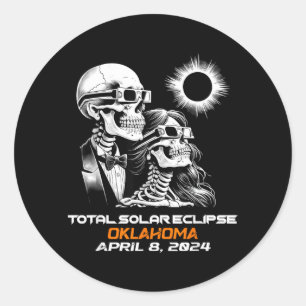 Skeleton Total Solar Eclipse Oklahoma Ok Classic Round Sticker