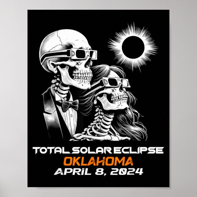 Skeleton Total Solar Eclipse Oklahoma Ok Poster (Front)