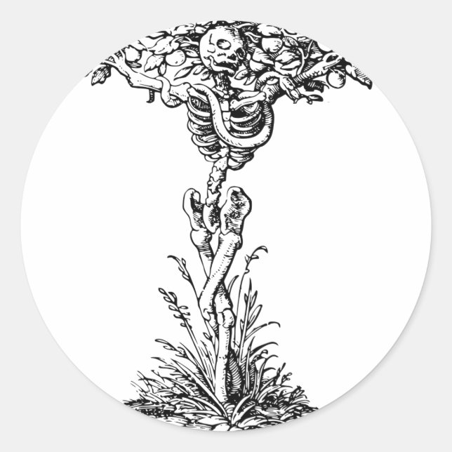 Skeleton Tree death evil  Garden of Eden Knowledge Classic Round Sticker (Front)