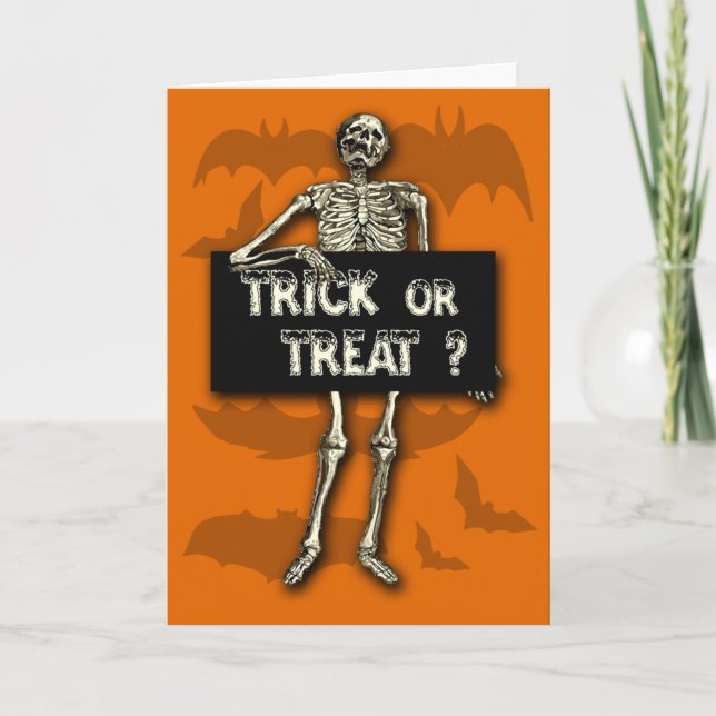 Skeleton Trick or Treat Halloween Cards (Front)