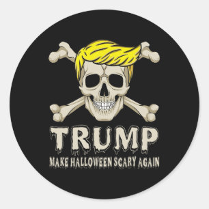 Skeleton Trump Make Halloween Scary Again America Classic Round Sticker