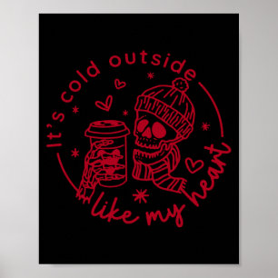Skeleton Valentine Its Cool Outside Like My Heart  Poster