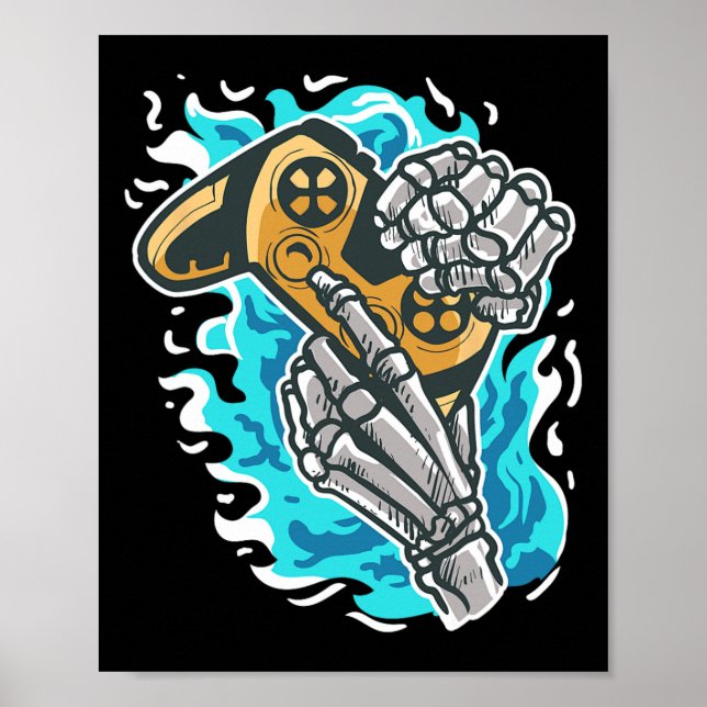 Skeleton Video Game Controller Player Gamer  Poster (Front)