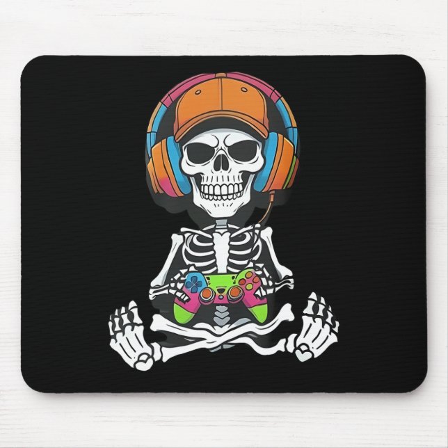 Skeleton Video Game Halloween Gaming Gamer Boys Me Mouse Pad (Front)