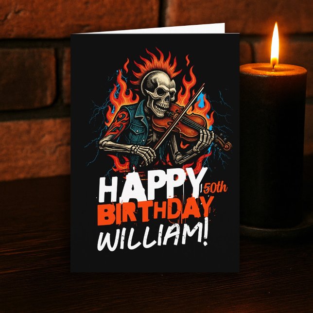 Skeleton Violin Player Musicians Birthday Card (Creator Uploaded)