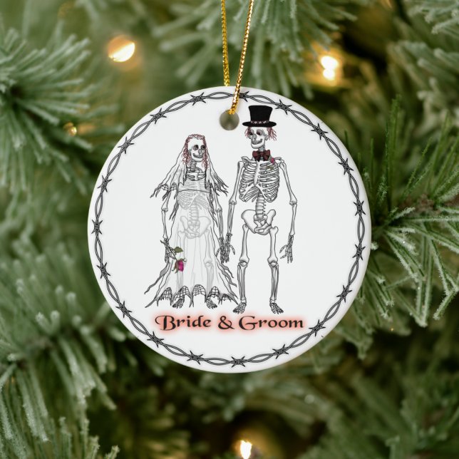Skeleton Wedding Ceramic Ornament (Tree)