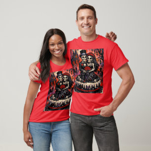 Skeleton Wedding, gothic Lovers Embrace T-Shirt