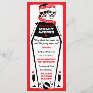 Skeleton Wedding Program - Black and Red