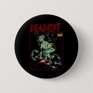 Skeleton Weightlifter Bodybuilder Workout Fitness 2 Inch Round Button