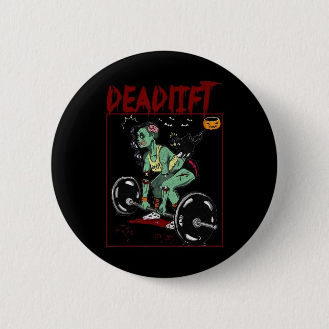 Skeleton Weightlifter Bodybuilder Workout Fitness  2 Inch Round Button (Front)