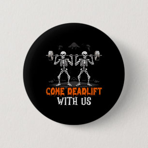 Skeleton Weightlifter Bodybuilder Workout Fitness 2 Inch Round Button