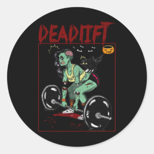Skeleton Weightlifter Bodybuilder Workout Fitness  Classic Round Sticker