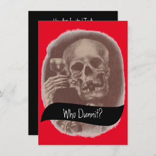 Skeleton Who Dunnit? Mystery Wine Invitations