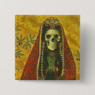 Skeleton Witch Design 2 Inch Square Button