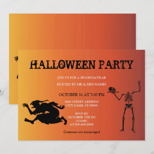 Skeleton Witch Halloween Invitation