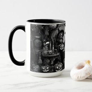Skeleton Witch Pumpkin  Mug